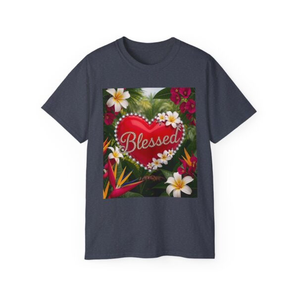Our inspirational "Blessed" 'Solid Red Heart' Design! on a Christian Unisex Cotton T-Shirt, Faith Spiritual Apparel, Love Gift - Image 23