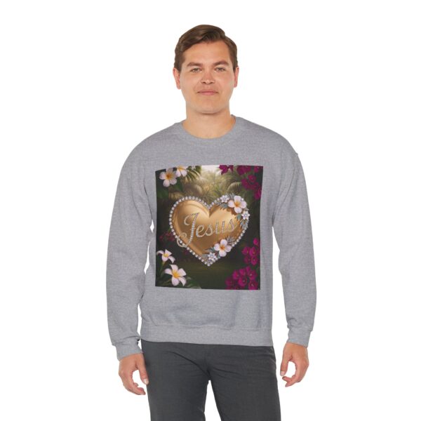 Crewneck Sweatshirt-with our inspirational "Jesus" 'Solid Gold Heart' Design!! Vintage Inspired Faith Apparel, Gospel Fashion Unisex Heavy - Image 12