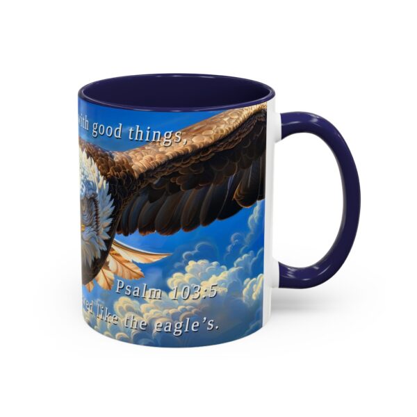 Our inspirational 'Soaring Eagle' and Psalm 103:5 'your youth is renewed like the eagles' design Ceramic Accent Coffee Mug Design is Perfect for Wedding Gifts, Inspirational Decor - Image 6