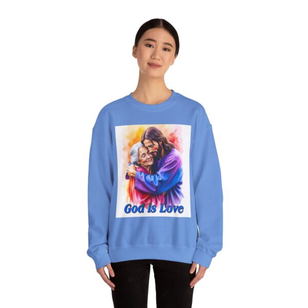 Crewneck Sweatshirt with our "God is Love" series with Jesus hugging Grandmother! Inspirational Biblical, Vintage Inspired, Gift - Image 29