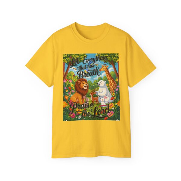 Our inspirational "Let Everything that has Breath Praise the Lord!" Design on a Christian Unisex Cotton T-Shirt, Faith Spiritual Apparel, Love Gift - Image 11