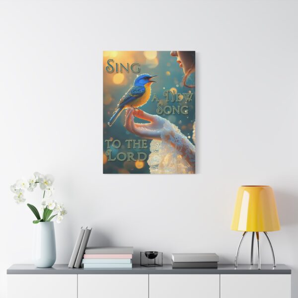 Inspirational matte Canvas Wall Art, 'Song Bird' "Sing a new song" design, Christian Home Decor, Uplifting Faith-Based Artwork, Psalm 96:1 - Image 8