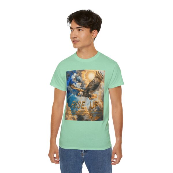 Cotton T-shirt with our "RISE UP" 'soaring eagle' design with Isaiah 40:31! Vintage Christian Faith Apparel Unisex Cotton T-Shirt, Thoughtful Quote - Image 16