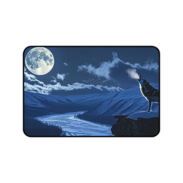 Inspirational Desk Mat 'Wolf Moon' Scenic Mouse Pad, Office Decor, Inspirational Desk Accessory, Wolf Desk Mat, Moon Mouse Pad