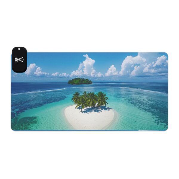 LED + wireless Charging Mouse Pad, Desk Mat, "Little Island" Design, Tech Gift, Home Office Essentials Inspirational - Image 14