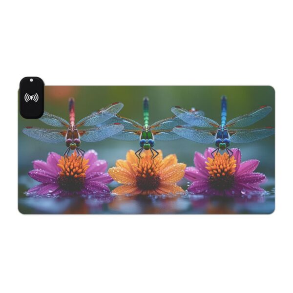 LED + Wireless Charger Gaming Mouse Pad with 'Dragonflies Three' Design, Gaming Desk Accessory, Tech Gift, Home Office Gamer Essentials - Image 10