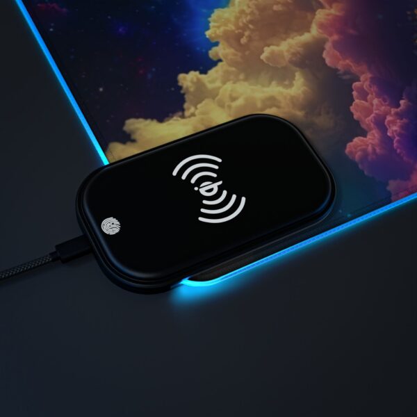 LED + wireless Charging Mouse Pad, Desk Mat, "Beth at Rest" Design, Tech Gift, Home Office Essentials Inspirational - Image 11