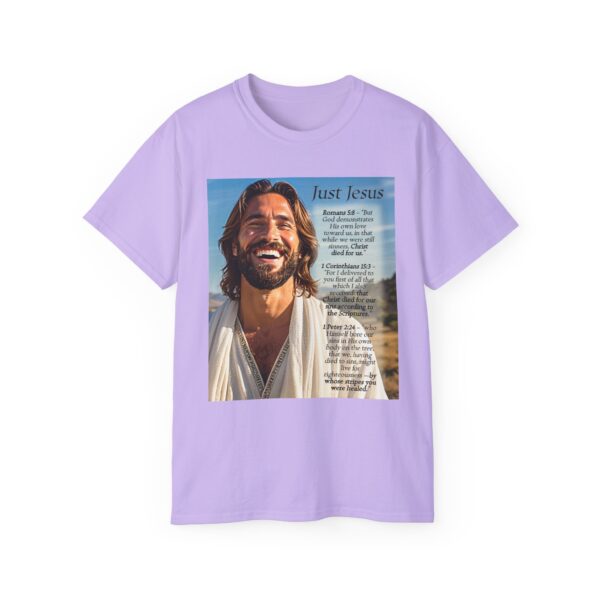 Our inspirational "Just Jesus" and Verses on Salvation Design on a Christian Unisex Cotton T-Shirt, Faith Spiritual Apparel, Love Gift - Image 23
