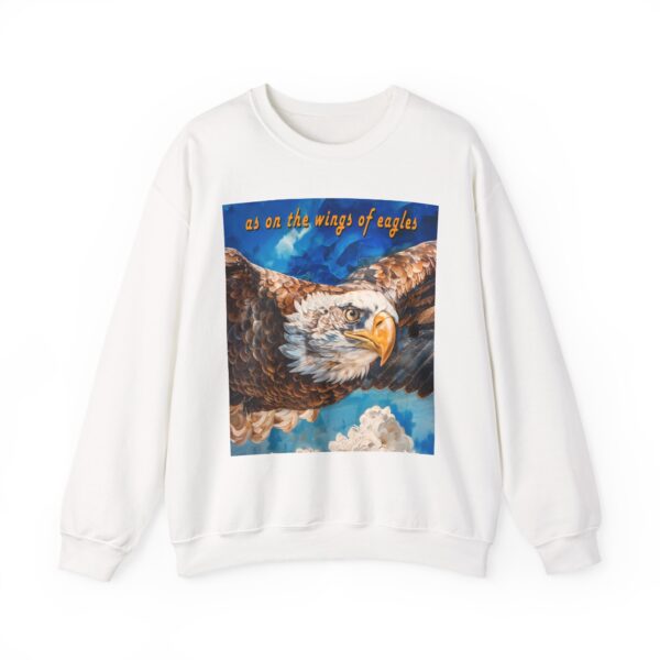 Crewneck Sweatshirt-with our "as on the wings of eagles" design with a majestic eagle in flight! Vintage Inspired Faith Apparel, Gospel Fashion Unisex Heavy Isaiah 40:31 - Image 4