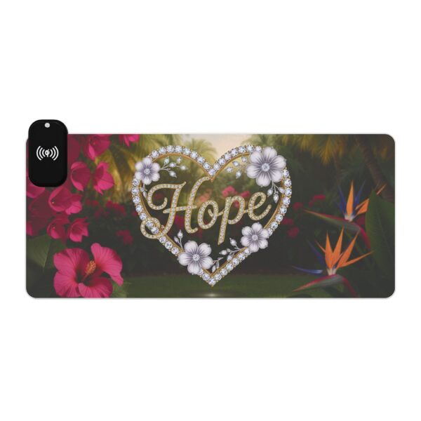 LED + Wireless Charger Gaming Mouse Pad with "Hope" 'Diamond Ring Heart' Design, Gaming Desk Accessory, Tech Gift, Home Office Gamer Essentials - Image 4