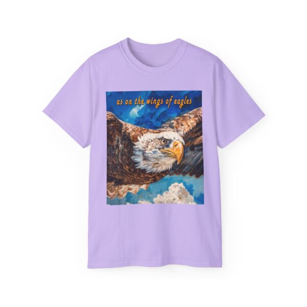 Our "as on the wings of eagles" Cotton T-Shirt with a majestic eagle in flight. Vintage Christian Faith Apparel Unisex Cotton T-Shirt, Thoughtful Quote from Isaiah 40:31! - Image 50