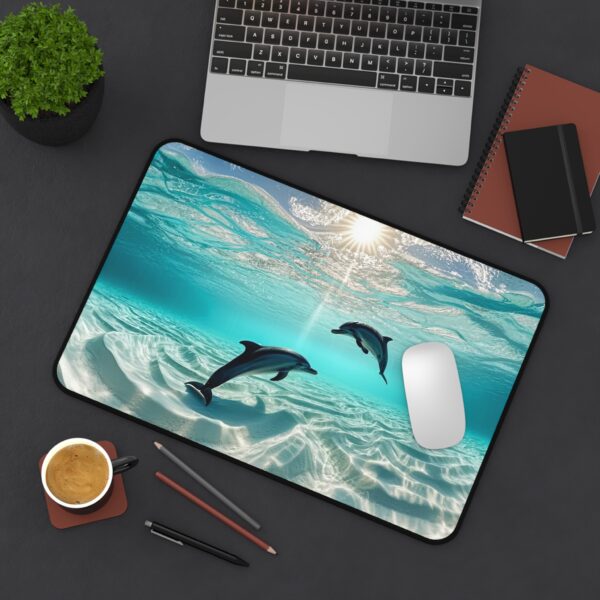 Inspirational Desk Mat 'Dolphins at Rest' - Mouse Pad, Office Decor Desk Accessory, Gaming Pad, Computer Mat, Non-Slip, Beauty of Nature - Image 3