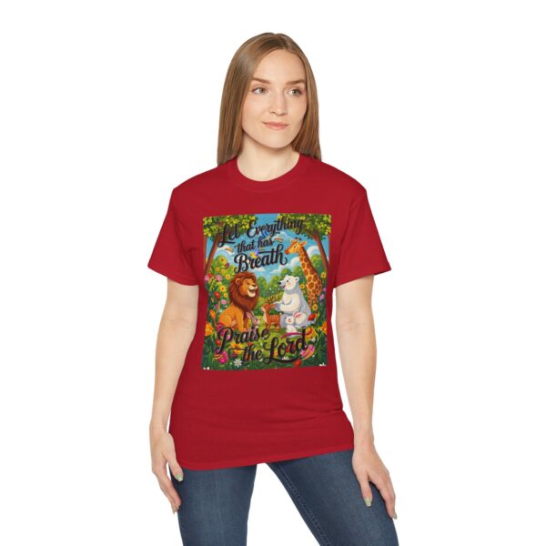 Our inspirational "Let Everything that has Breath Praise the Lord!" Design on a Christian Unisex Cotton T-Shirt, Faith Spiritual Apparel, Love Gift - Image 30