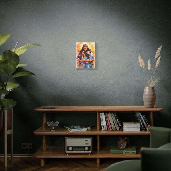 Inspirational Wall Art Canvas "God is Love" Jesus hugging a young family! Christian Home Decor Uplifting Religious Gift Faith-Based Artwork - Image 6