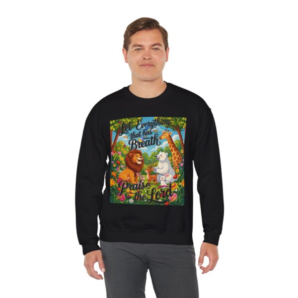 Crewneck Sweatshirt with our inspirational "Let Everything that has Breath Praise the Lord!" Design! Vintage Inspired Faith Apparel, Gospel Fashion Unisex Heavy - Image 9
