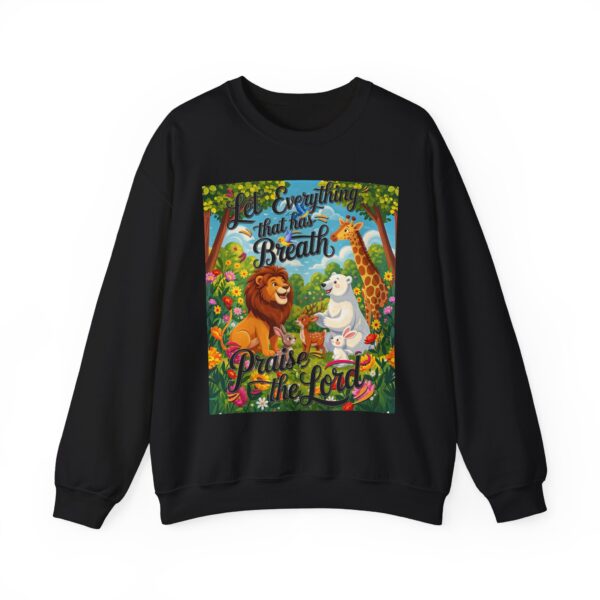 Crewneck Sweatshirt with our inspirational "Let Everything that has Breath Praise the Lord!" Design! Vintage Inspired Faith Apparel, Gospel Fashion Unisex Heavy - Image 8