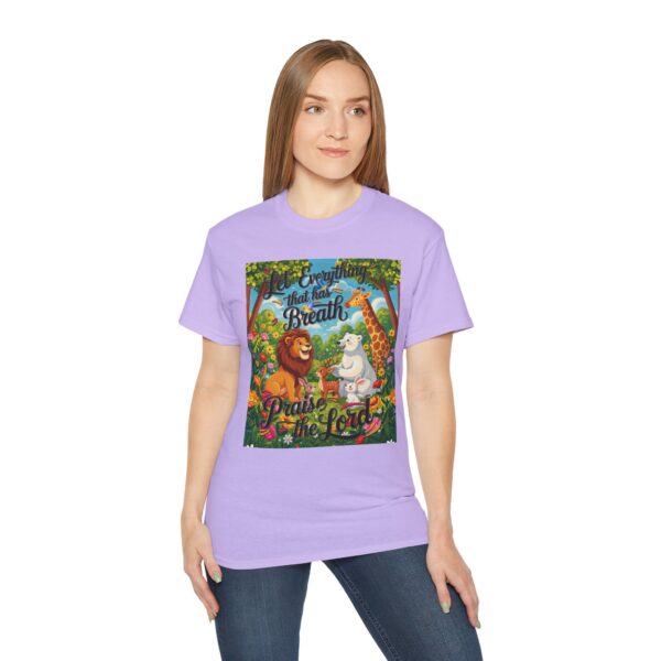 Our inspirational "Let Everything that has Breath Praise the Lord!" Design on a Christian Unisex Cotton T-Shirt, Faith Spiritual Apparel, Love Gift - Image 24
