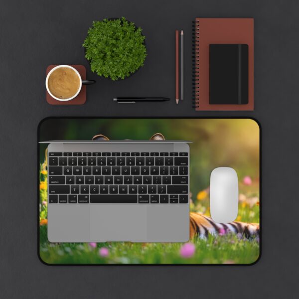 Inspirational Desk Mat 'Bengal Tiger at Rest' Mouse Pad, Office Decor Desk Accessory, Gaming Pad, Computer Mat, Non-Slip, Natural Beauty - Image 2