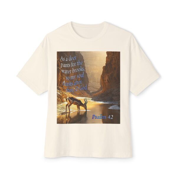 Psalm 42 Deer Panting Unisex Tee, Inspirational Israel Shirt, Oversized Box Tshirt, Religious Graphic Top, Travel Bible Verse Apparel - Image 7
