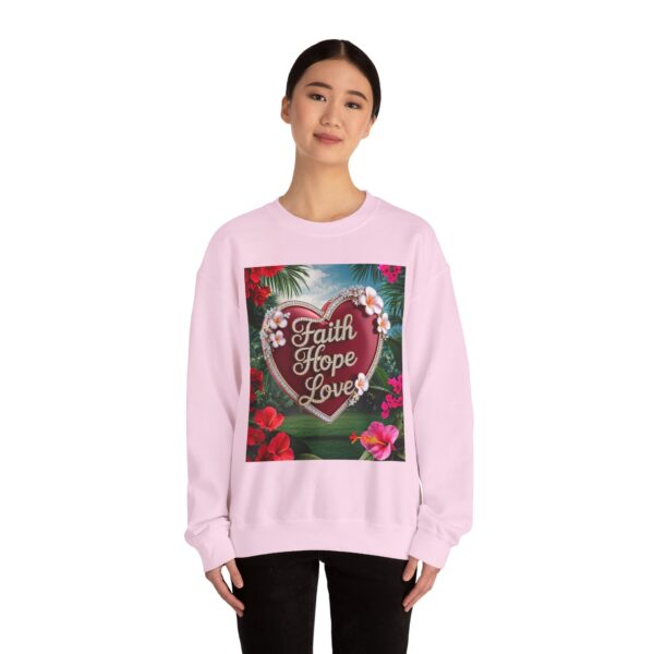 Crewneck Sweatshirt-with our Inspirational "Faith Hope Love" 'Solid Red Heart' Design!! Vintage Inspired Faith Apparel, Gospel Fashion Unisex Heavy - Image 20