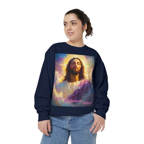 Sweatshirt Unisex our inspirational 'Jesus: Savior, Redeemer, Friend' design! Faith Apparel Gospel Fashion Jumper, Pullover - Image 37