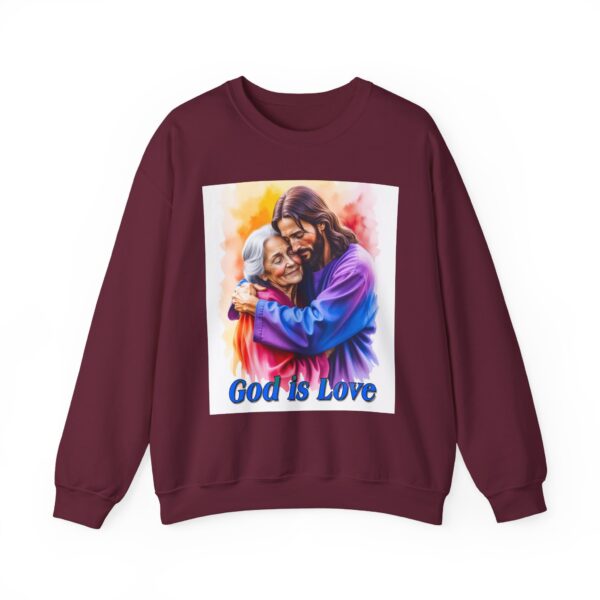 Crewneck Sweatshirt with our "God is Love" series with Jesus hugging Grandmother! Inspirational Biblical, Vintage Inspired, Gift - Image 18