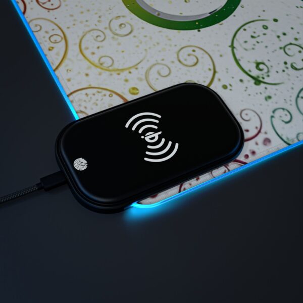 LED + Wireless Charger Gaming Mouse Pad with our inspirational "Love" 'spirals' Design, Gaming Desk Accessory, Tech Gift, Home Office Gamer Essentials - Image 9
