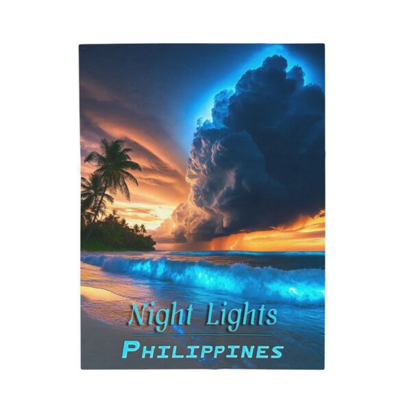 Throw Blanket with our beautiful "Night Lights-Philippines" design! Beauty of Creation Tropical Beach Velveteen Plush Blanket, Cozy Bedding - Image 5