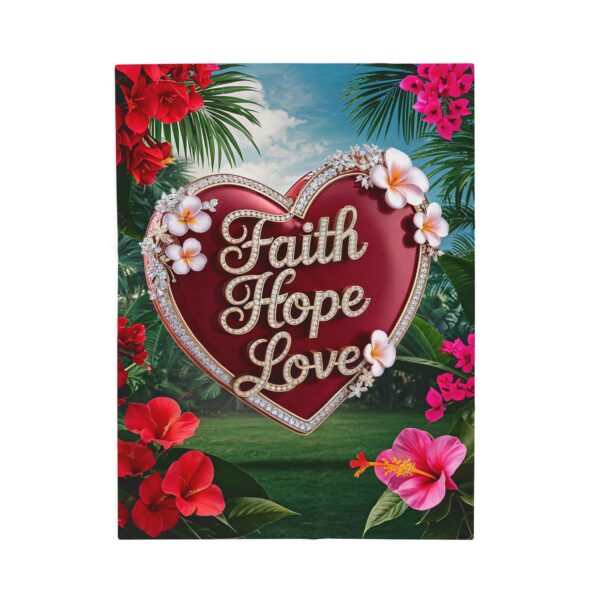 Our Beautiful "Faith Hope Love" 'Solid Red Heart' Design Velveteen Plush Throw Blanket, Cozy Gift for Anniversary, Home Decor Bedding - Image 9