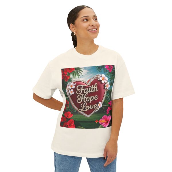 Our "Faith Hope Love" 'Solid Red Heart' Design Boxy T-Shirt Inspirational Christian Faith Apparel Unisex Cotton Tee, Oversized Boxy Top T-shirt - Image 6