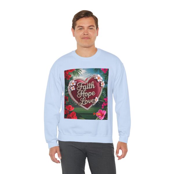 Crewneck Sweatshirt-with our Inspirational "Faith Hope Love" 'Solid Red Heart' Design!! Vintage Inspired Faith Apparel, Gospel Fashion Unisex Heavy - Image 7