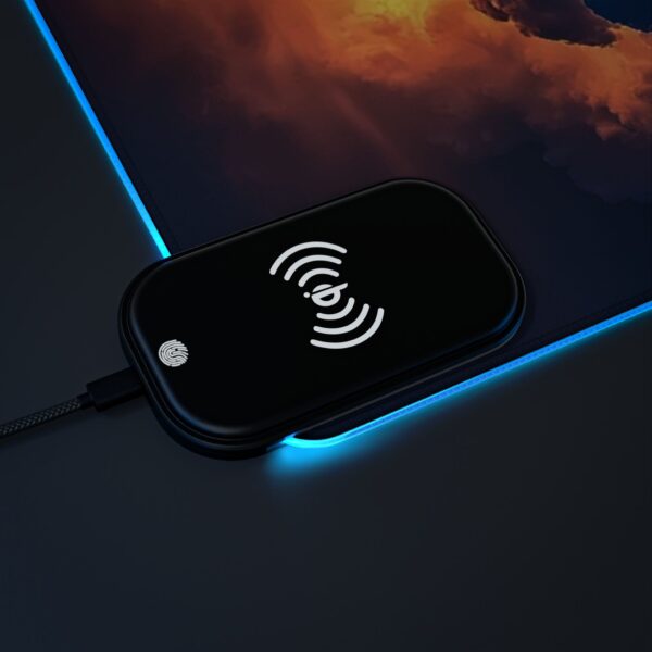 LED + Wireless Charger Gaming Mouse Pad with our 'Storm Light' Design, Gaming Desk Accessory, Tech Gift, Home Office Gamer Essentials - Image 12