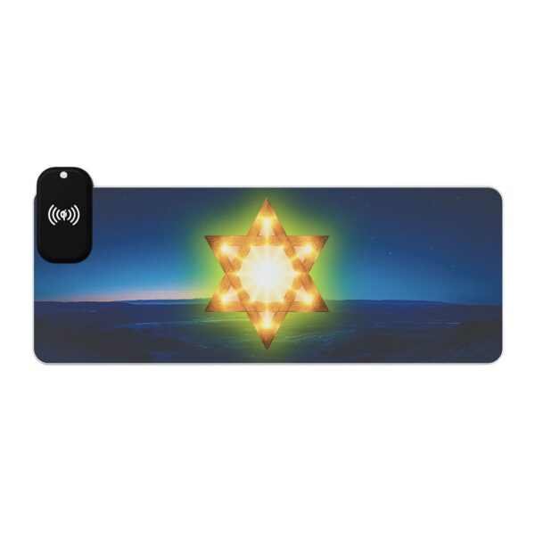 LED + Wireless Charger Gaming Mouse Pad with 'Star of David over Israel' Design, Gaming Desk Accessory, Tech Gift, Home Office Gamer Essentials - Image 4