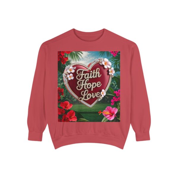 Sweatshirt Unisex our inspirational "Faith Hope Love" 'Solid Red Heart' design. Faith Apparel Gospel Fashion Jumper, Pullover - Image 10