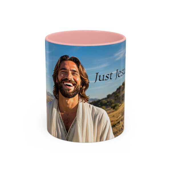 Our inspirational "Just Jesus" Ceramic Accent Coffee Mug Design is Perfect for Wedding Gifts, Inspirational Decor - Image 9