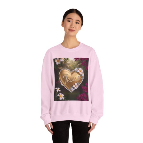 Crewneck Sweatshirt-with our inspirational "Jesus" 'Solid Gold Heart' Design!! Vintage Inspired Faith Apparel, Gospel Fashion Unisex Heavy - Image 20