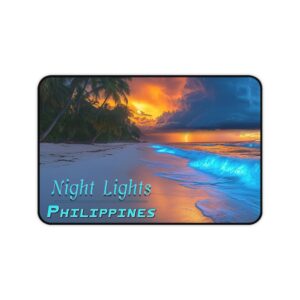 Inspirational Desk Mat 'Night Lights-Philippines' Mouse Pad, Office Decor Desk Accessory Gaming Pad Computer Mat, Non-Slip, Beauty of Nature