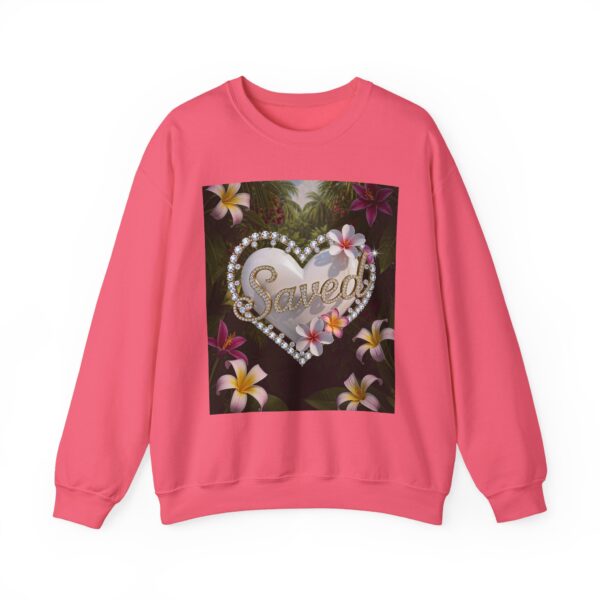Crewneck Sweatshirt-with our Inspirational "Saved" 'Pure White Heart' Design!! Vintage Inspired Faith Apparel, Gospel Fashion Unisex Heavy - Image 2