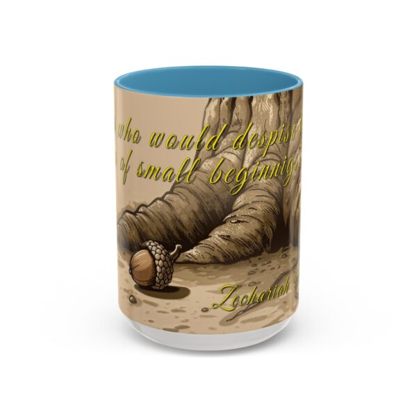 Our inspirational  'Day of Small Beginnings' from Zech 4:10 Ceramic Accent Coffee Mug Design is Perfect for Wedding Gifts, Inspirational Decor - Image 37