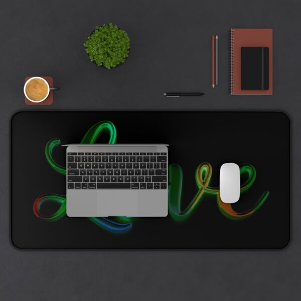 Inspirational Desk Mat with our "Love" 'light in darkness' Design. Mouse Pad, Office Decor Desk Accessory, Gaming Pad, Computer Mat, Non-Slip - Image 7