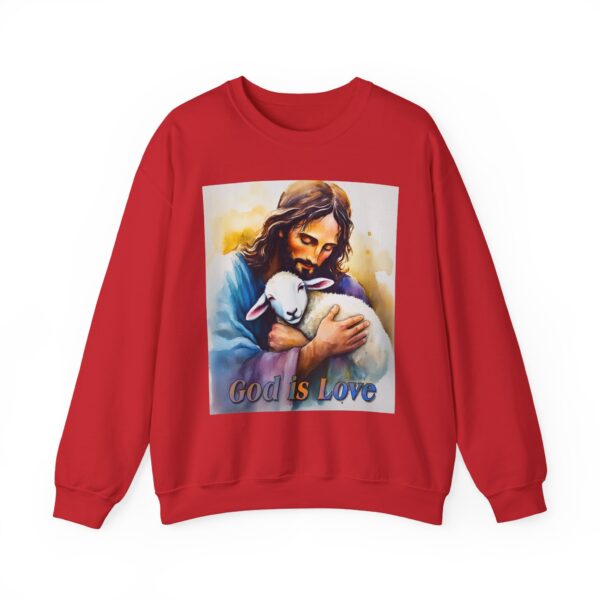 Crewneck Sweatshirt with our "God is Love" series with Jesus hugging a baby lamb! Inspirational Biblical, Vintage Inspired Heavy Sweatshirt, Gift - Image 23