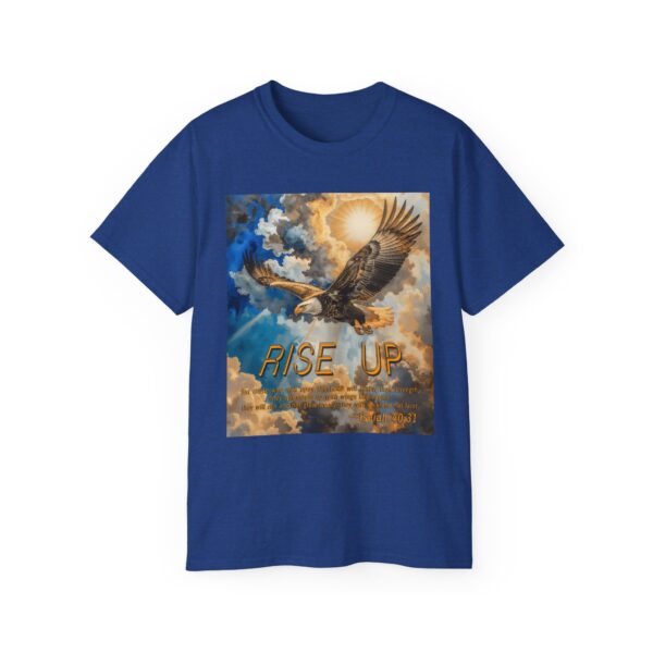 Cotton T-shirt with our "RISE UP" 'soaring eagle' design with Isaiah 40:31! Vintage Christian Faith Apparel Unisex Cotton T-Shirt, Thoughtful Quote - Image 22