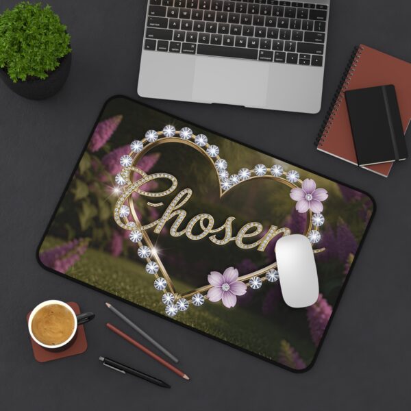 Inspirational Desk Mat "Chosen" 'Diamond Ring Heart' - Mouse Pad, Office Decor Desk Accessory, Gaming Pad, Computer Mat, Non-Slip - Image 3