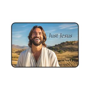 Inspirational Desk Mat with our "Just Jesus" Design. Mouse Pad, Office Decor Desk Accessory, Gaming Pad, Computer Mat, Non-Slip