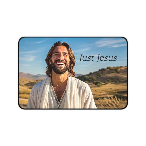 Inspirational Desk Mat with our "Just Jesus" Design. Mouse Pad, Office Decor Desk Accessory, Gaming Pad, Computer Mat, Non-Slip