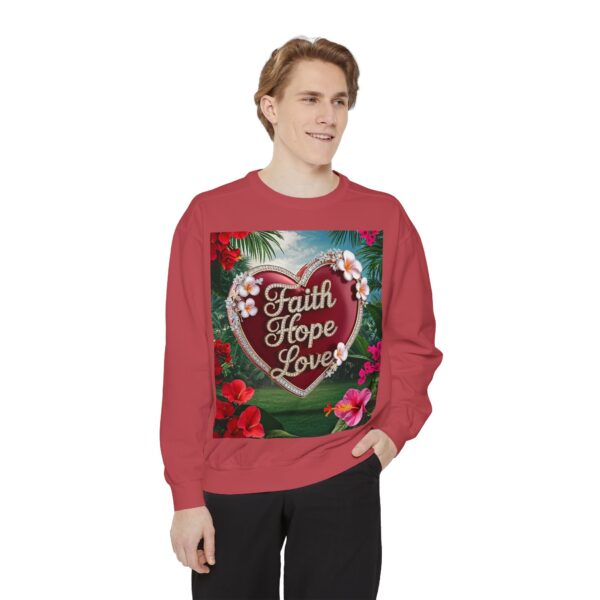 Sweatshirt Unisex our inspirational "Faith Hope Love" 'Solid Red Heart' design. Faith Apparel Gospel Fashion Jumper, Pullover - Image 11