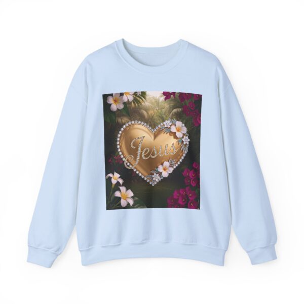 Crewneck Sweatshirt-with our inspirational "Jesus" 'Solid Gold Heart' Design!! Vintage Inspired Faith Apparel, Gospel Fashion Unisex Heavy - Image 6