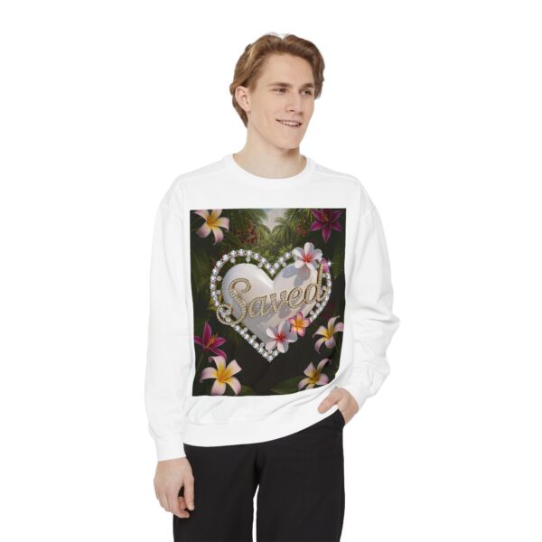 Sweatshirt Unisex with our Inspirational "Saved" 'Pure White Heart' Design! Faith Apparel Gospel Fashion Jumper, Pullover - Image 12