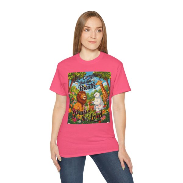 Our inspirational "Let Everything that has Breath Praise the Lord!" Design on a Christian Unisex Cotton T-Shirt, Faith Spiritual Apparel, Love Gift - Image 28