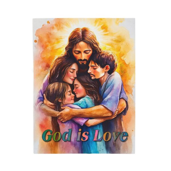 Our Beautiful "God is Love" series Throw Blanket with Jesus hugging a Small family! Inspirational Velveteen Plush Throw Blanket A Cozy Gift for Anniversary, Wedding Faith Home Decor Bedding - Image 9